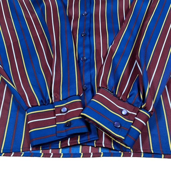 Vintage Levi Strauss Blouse Women's Sz L Multicolor Striped Button Up 90s - Picture 3 of 6